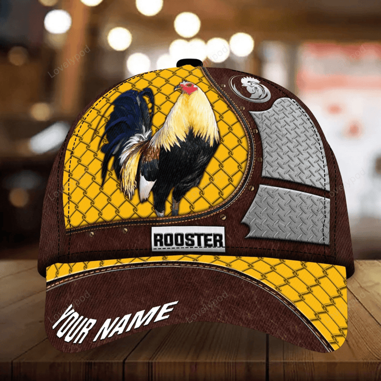 FUNSTUFFPRIT Premium Metal Rooster 3D Cap Multicolor Personalized 3D All Over Print Chicken Cap Hat