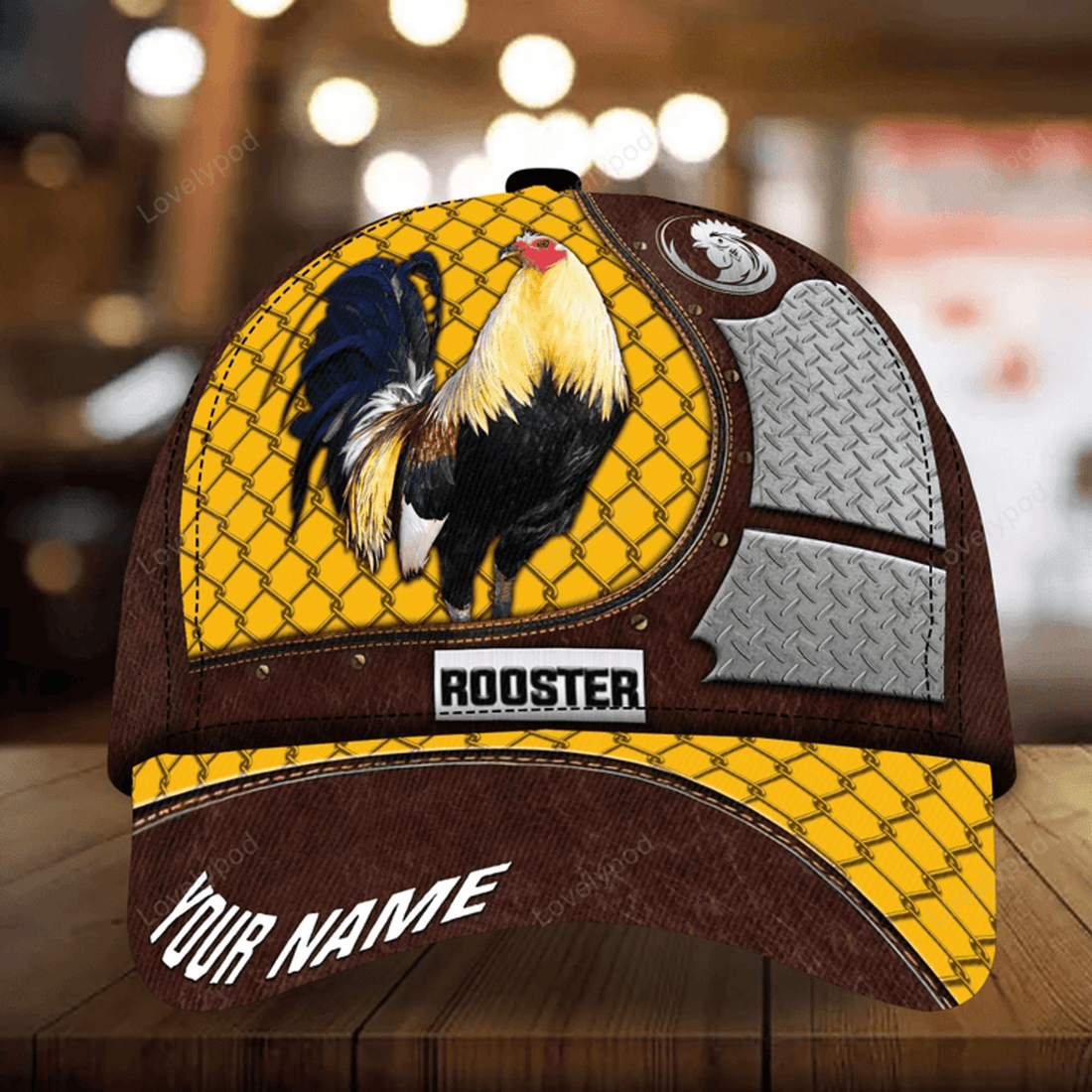 FUNSTUFFPRIT Premium Metal Rooster 3D Cap Multicolor Personalized 3D All Over Print Chicken Cap Hat