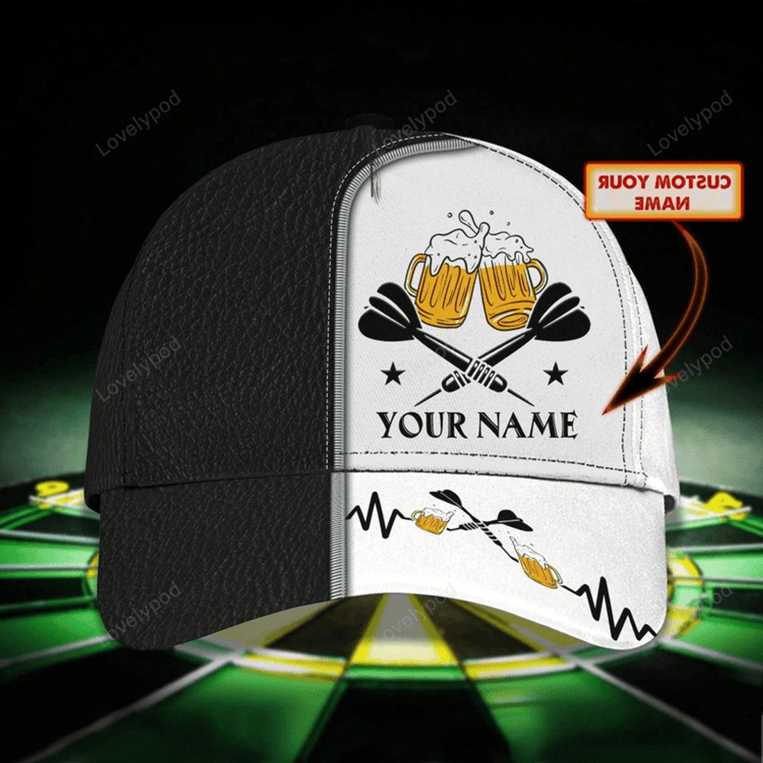 FUNSTUFFPRIT Personalized 3D All Over Print Baseball Cap For Dart Lovers, Darting Classic Cap Hat, Dart Cap