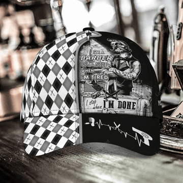 FUNSTUFFPRIT Custom Name Barber Baseball Cap Hat For Men, Woman Barber Caps, Birthday Gift For Barber Friend