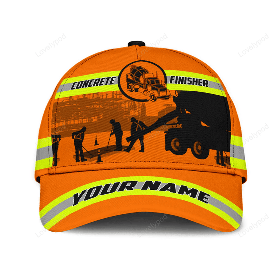 FUNSTUFFPRIT Customized With Name A Concrete Finisher Safety 3D Fuill Printed Classic Cap Hat, Gift For Concreter Husband