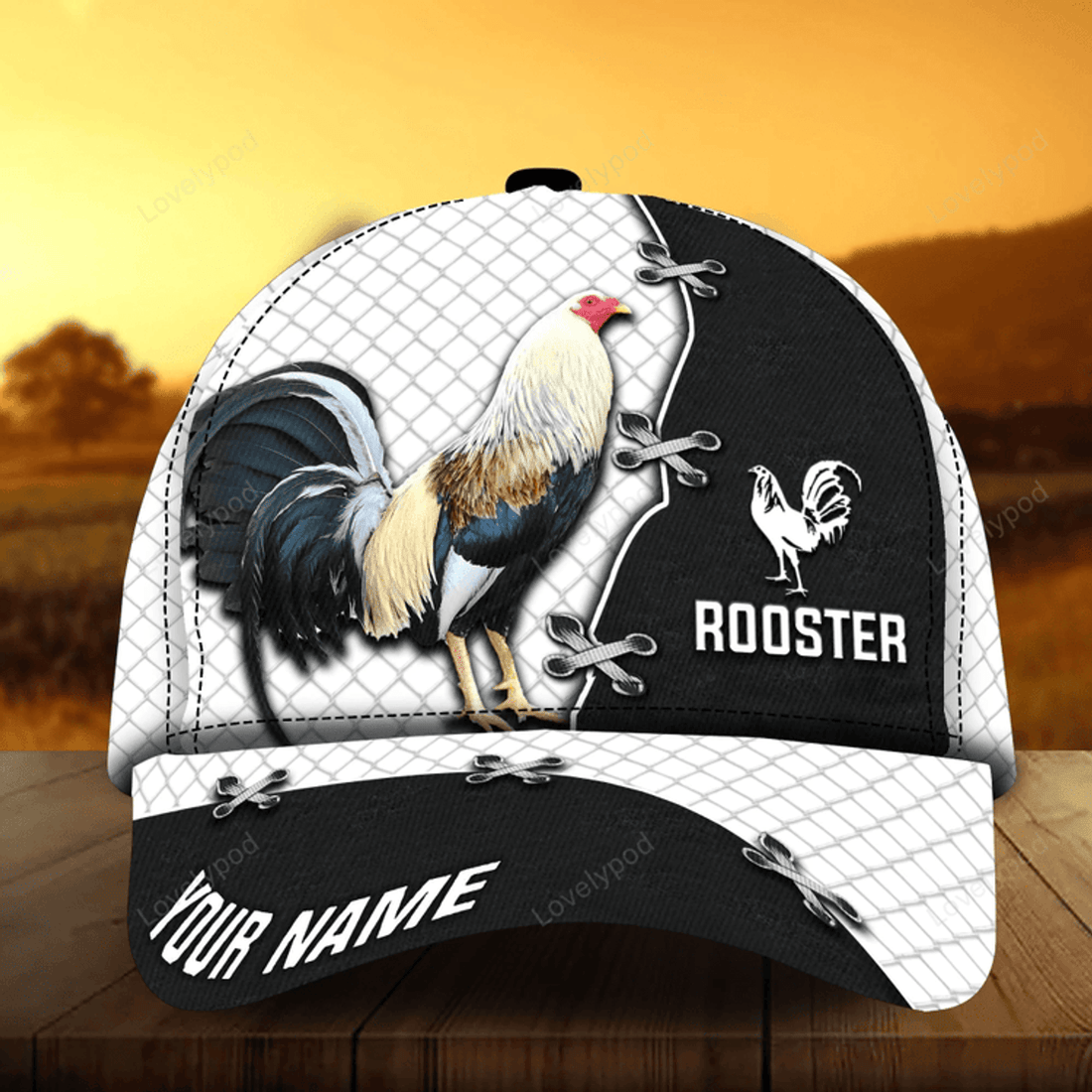 FUNSTUFFPRIT Personalized 3D Full Printed Cap Hat For Rooster Lover, Premium Rooster 3D Cap Hat Multicolor, Cap With Chicken