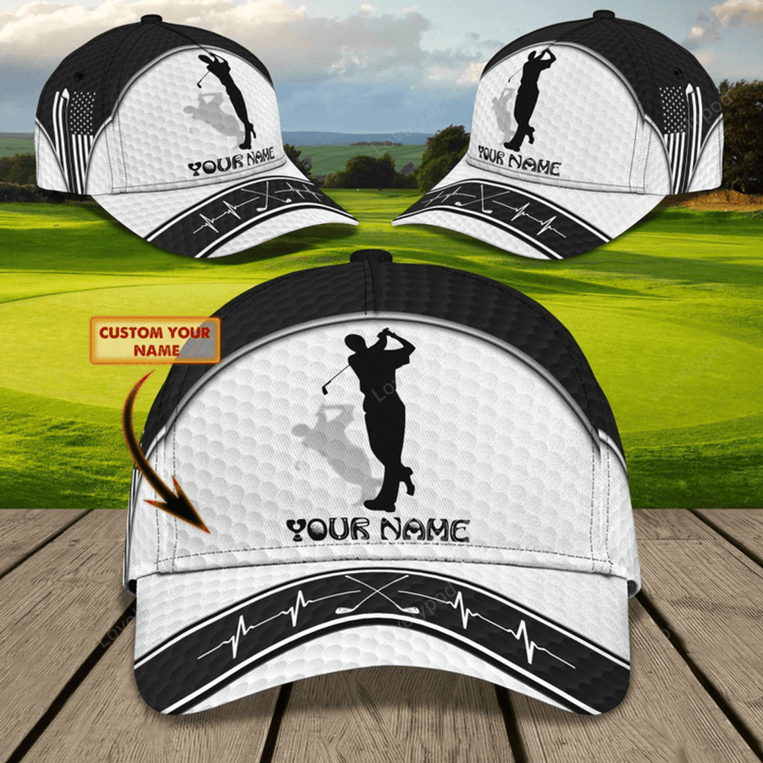 FUNSTUFFPRIT Personalized 3D Full Printing Cap Hat For Golf Men, American Golf Cap, Golf Hat Summer
