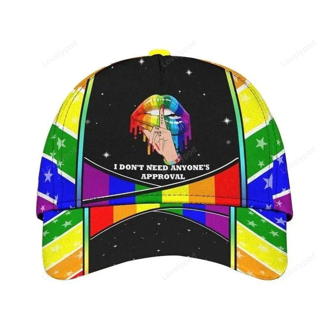 FUNSTUFFPRIT 3D Baseball Cap For Gay Man, Couple Lesbian Pride Accessories, I Don't Need Anyone's Approval Baseball Cap Hat