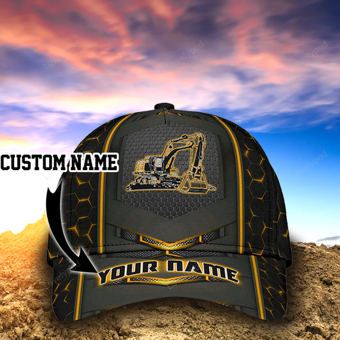 FUNSTUFFPRIT Personalized Excavator Heavy Equipment Cap Hat For Man And Women, Gift To Excavator Man