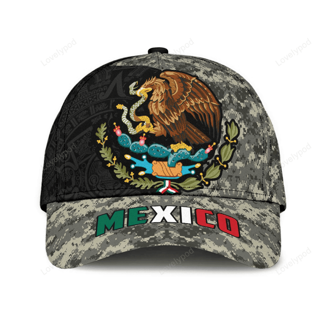 FUNSTUFFPRIT Mexico Aztec Pattern Camo 3D Classic Cap, Baseball Aztec Cap Hat, Mexico Hat For Summer, Aztec Gift