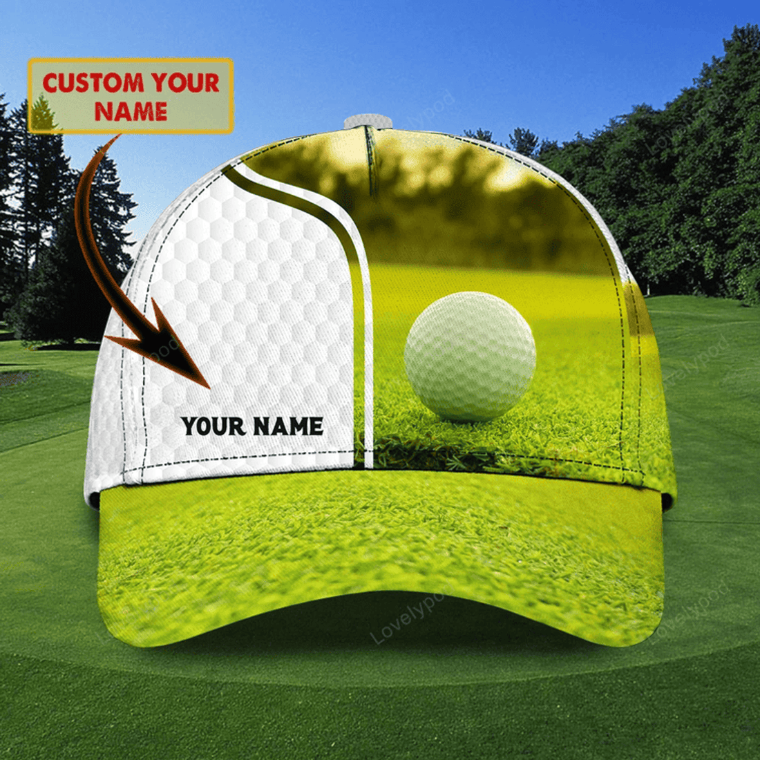 FUNSTUFFPRIT Customized White Green Golf Cap Hat For Girl, Queen Of The Green Cap Golfer Gift, Golfer Gifts