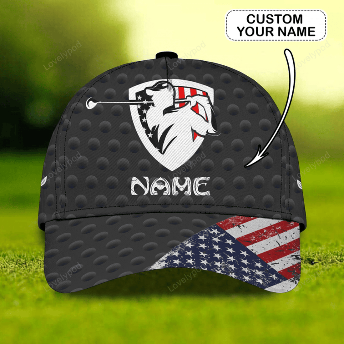 FUNSTUFFPRIT Custom With Name 3D Full Print Baseball Golf Cap, Golfing Classic Hat For Men, Birthday Gift To Golf Lovers