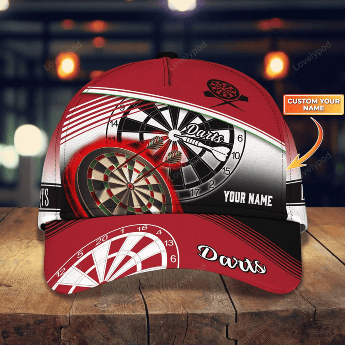 FUNSTUFFPRIT Personalized Baseball Full Print Dart Cap Hat For Men And Woman, Darts Cap For My Boy Friends, Gift To Darter