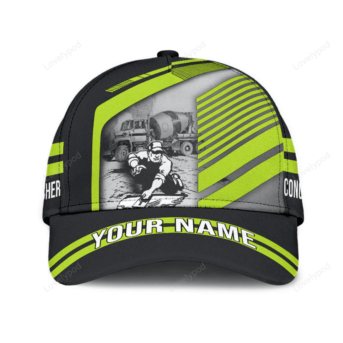 FUNSTUFFPRIT Personalized Concrete Finisher With Poured Concrete Classic Hat Baseball Cap For Men And Women, Concrete Cap Hat