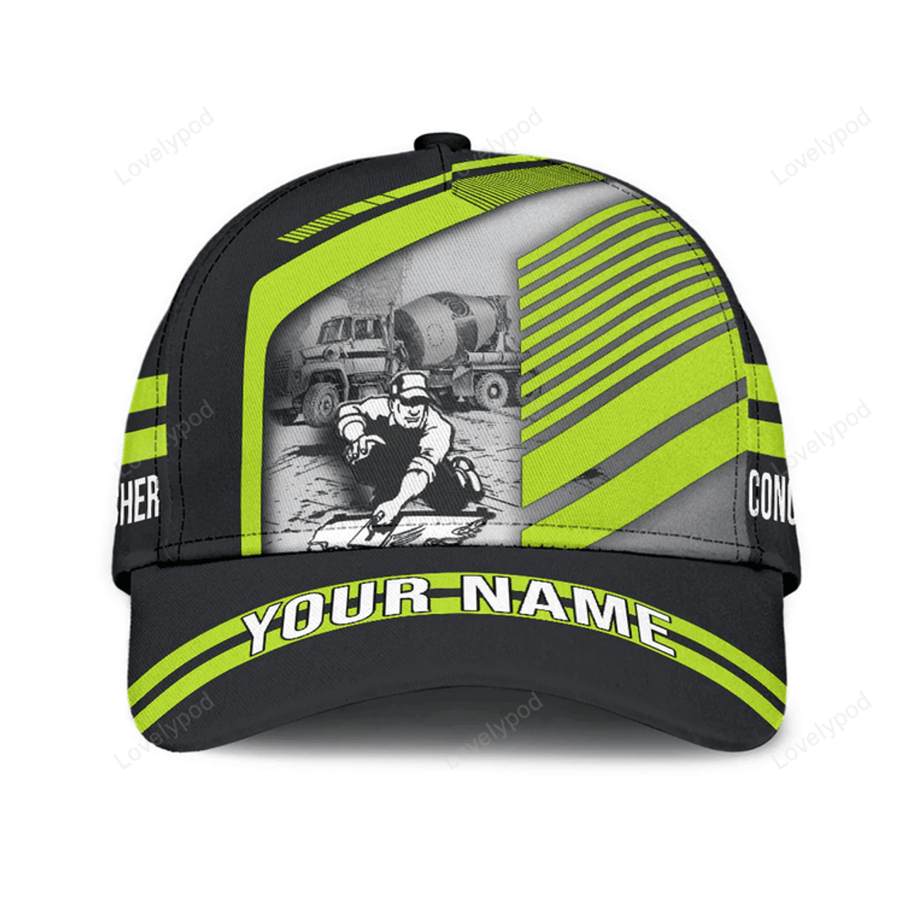 FUNSTUFFPRIT Personalized Concrete Finisher With Poured Concrete Classic Hat Baseball Cap For Men And Women, Concrete Cap Hat