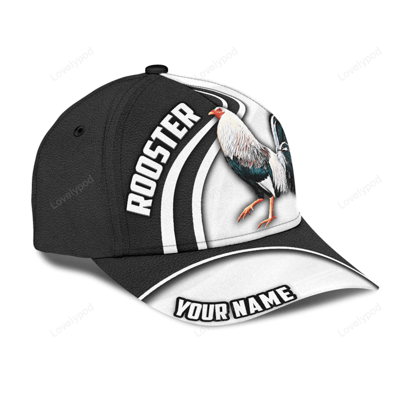 FUNSTUFFPRIT Personalized Name 3D Full Printed Mexican Rooster Cap Hat, Mexico Chicken Baseball Cap Hat
