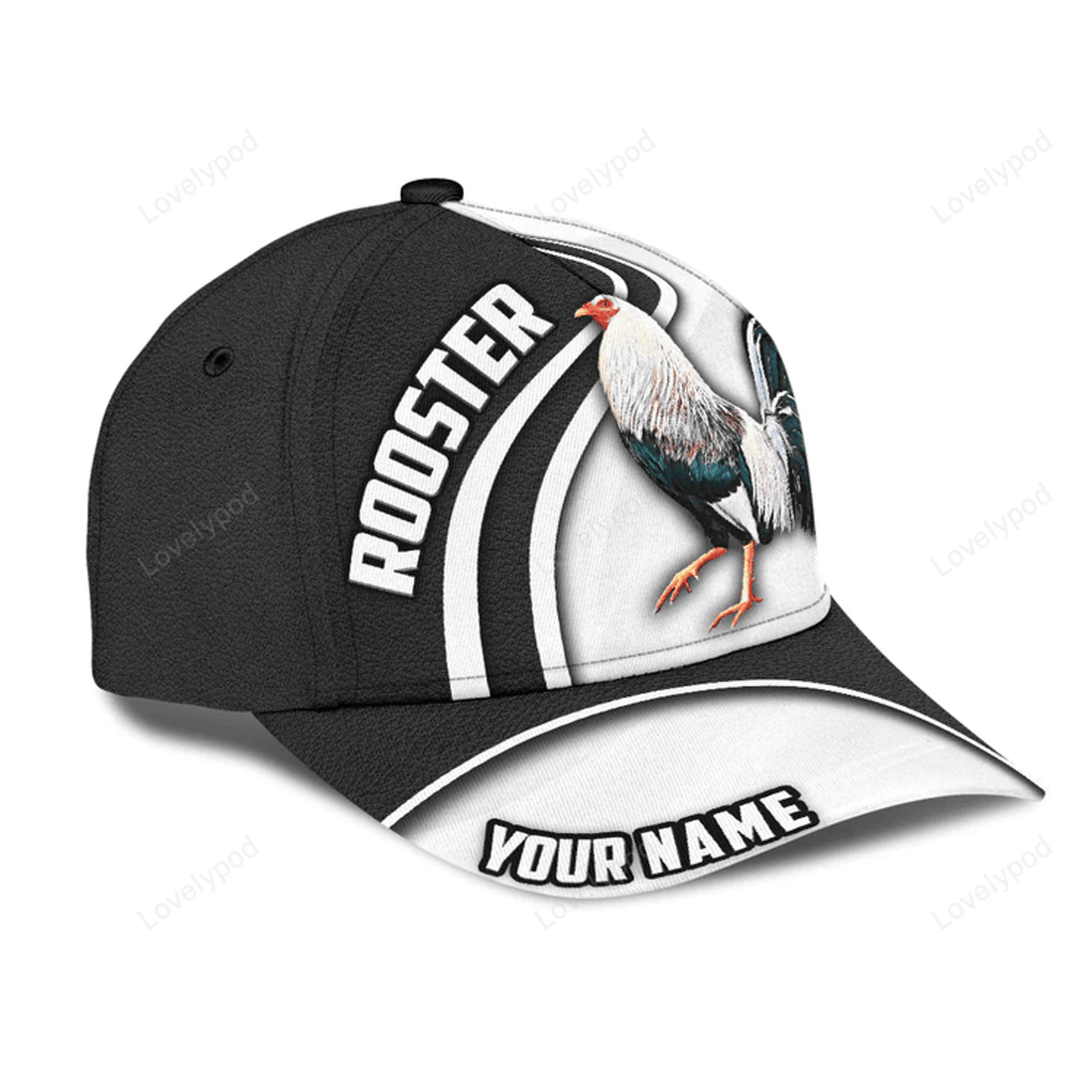 FUNSTUFFPRIT Personalized Name 3D Full Printed Mexican Rooster Cap Hat, Mexico Chicken Baseball Cap Hat
