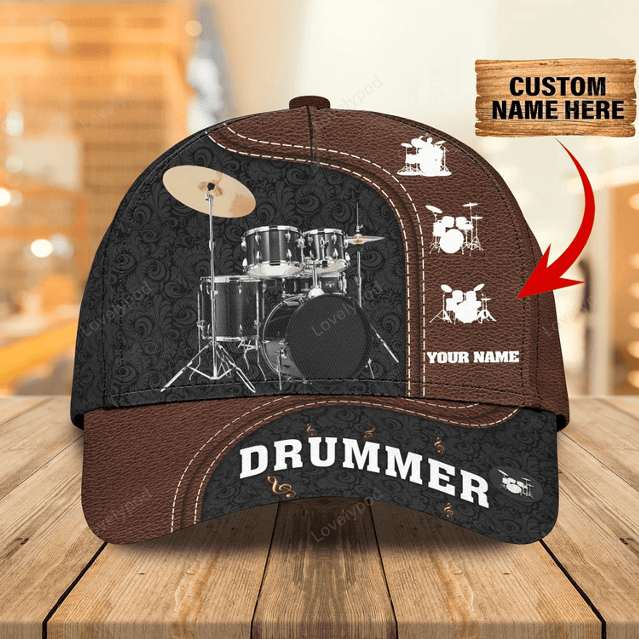 FUNSTUFFPRIT Custom Funny Baseball Full Print Drum Caps Hats, To My Boy Daughter Drummer Cap Hat, Drum Lover Gifts