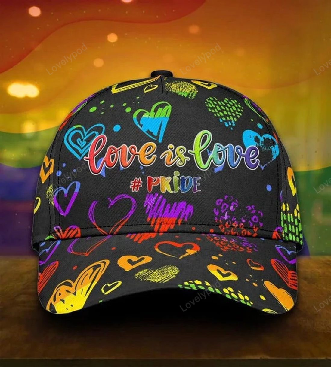 FUNSTUFFPRIT Pride Baseball Cap Love Is Love Freedom Lgbt All Over Print Baseball Cap Hat Lgbt Accessories