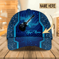 FUNSTUFFPRIT Custom Blue Guitar Baseball 3D Cap For Man And Woman, Colorful Classic Cap For Guitarist Musican