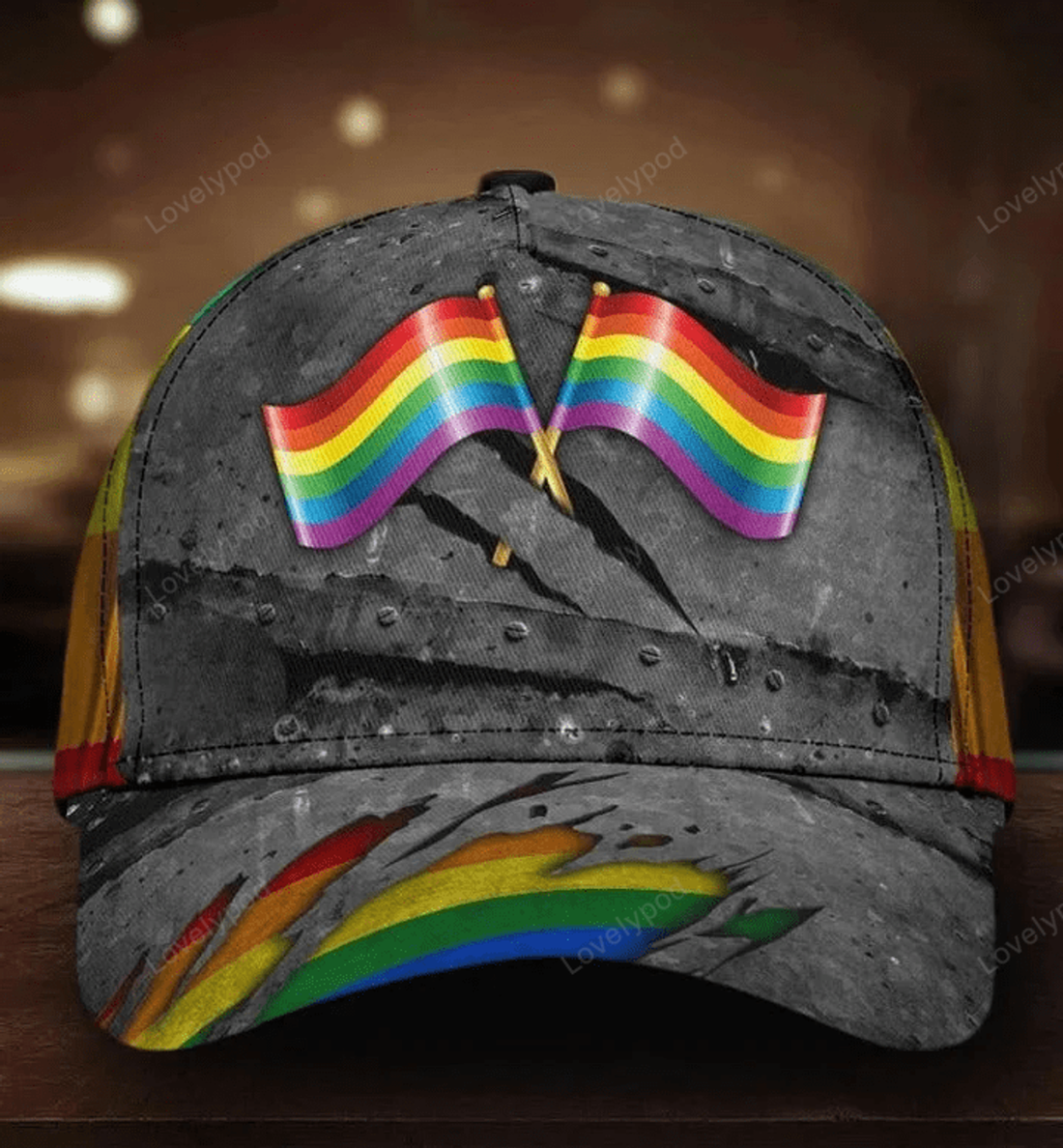 FUNSTUFFPRINT Lgbt Cap, Lgbt Pride Crack All Over Printing 3D Baseball Cap Hat