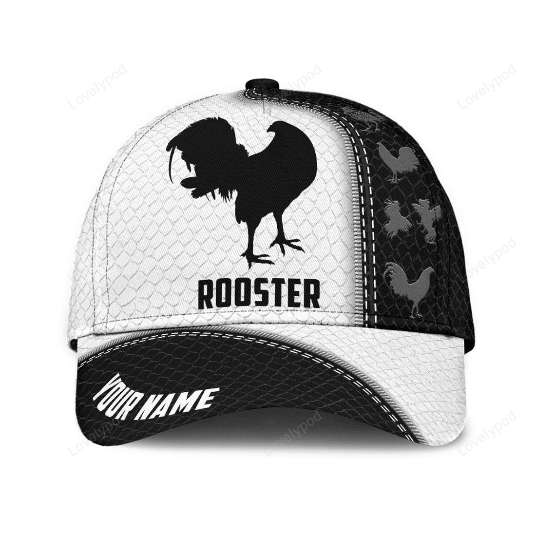 FUNSTUFFPRIT Premium Personalized Rooster Printed Baseball Cap Hat, Chicken Cap Hat
