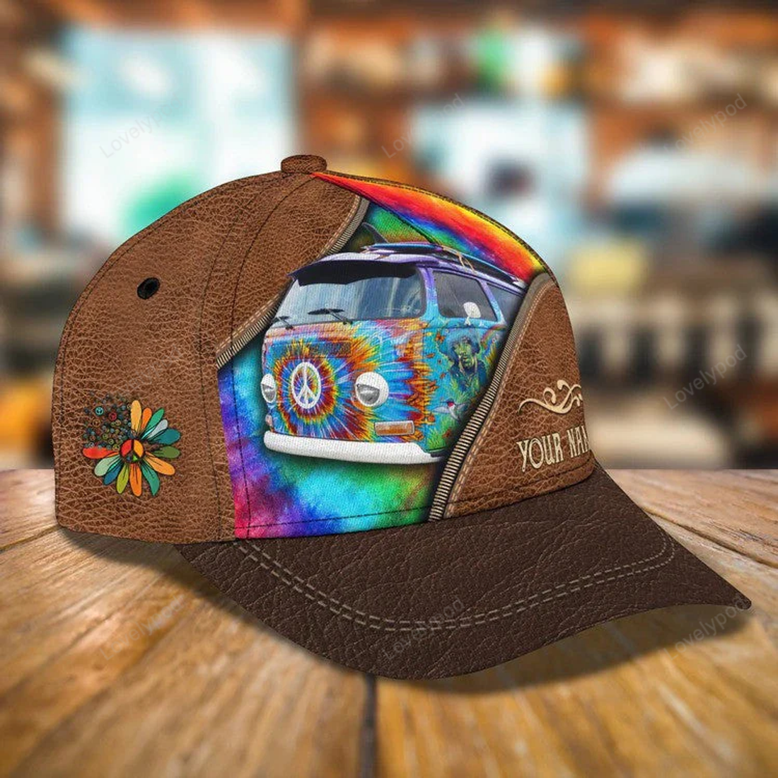 FUNSTUFFPRINT Hippie Car Personalized Hippie Cap 3D Classic Cap for Hippie Lovers for Girls