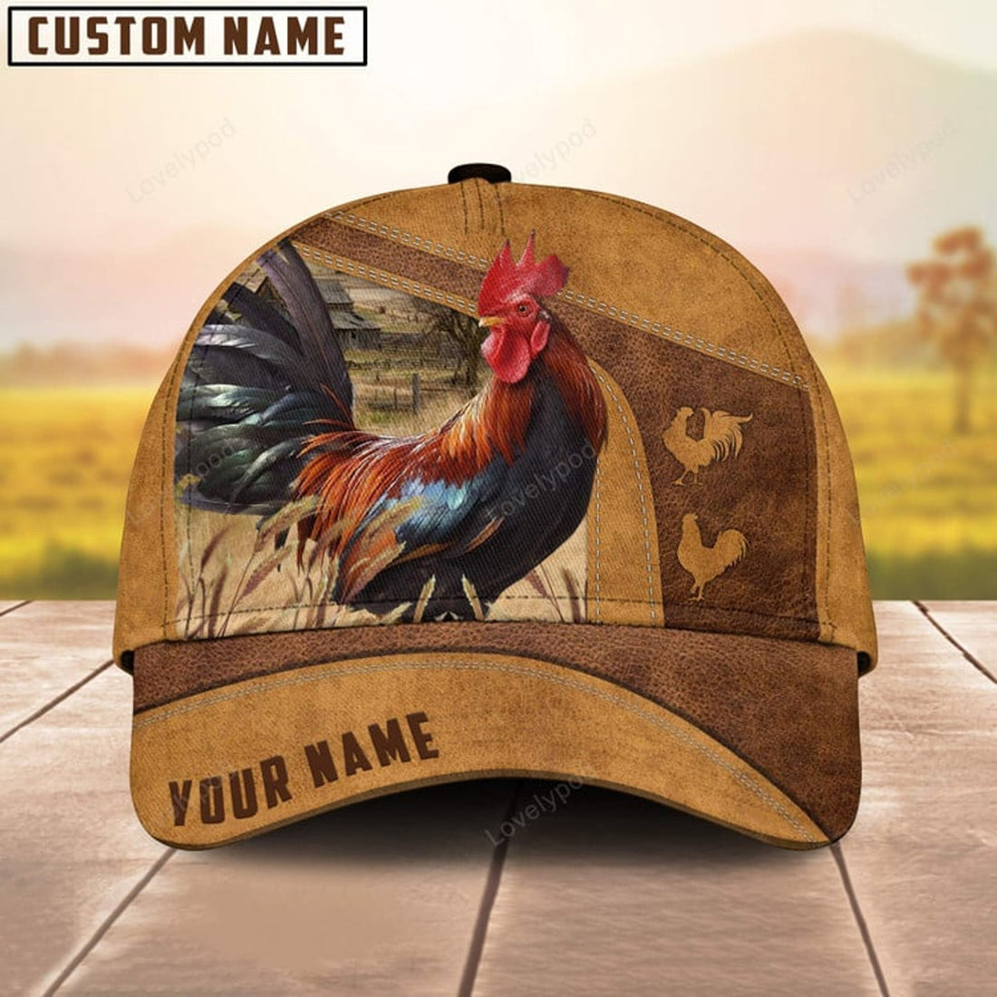 FUNSTUFFPRINT Custom Name Chicken Cap , Rooster Hat, Farm Baseball Hat, Cap Hat For Farmer Farm Lover