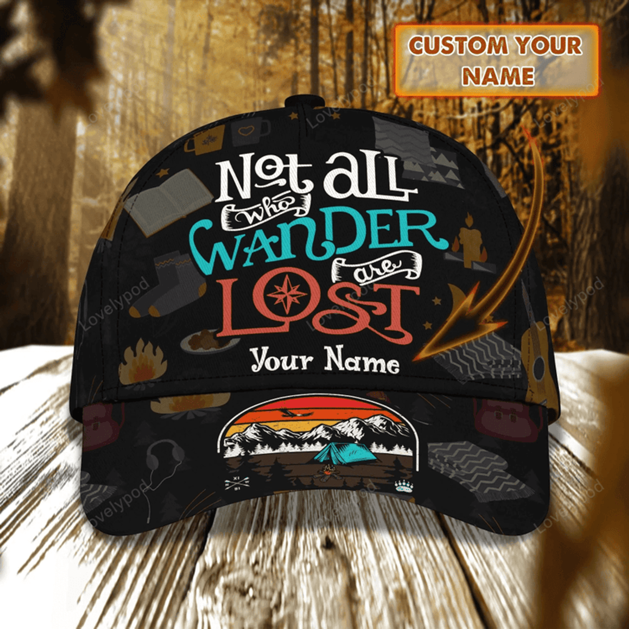 FUNSTUFFPRINT Personalized Funny Camping Cap, Camping Hat For Camper, Camping Accessory