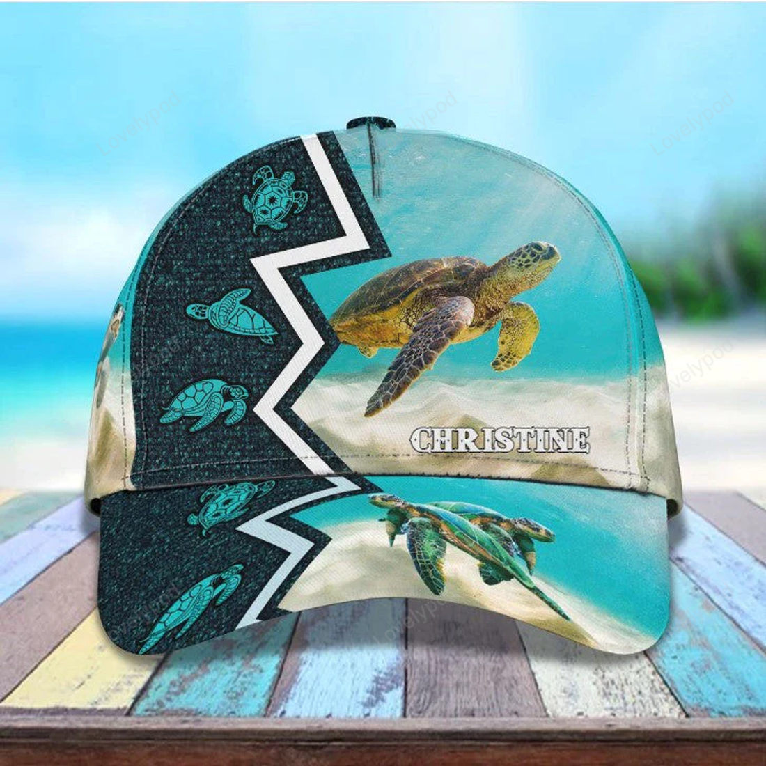 FUNSTUFFPRINT Customized Turtle Art Summer 3D Baseball Cap, Turtle Hat for Husband and Wife