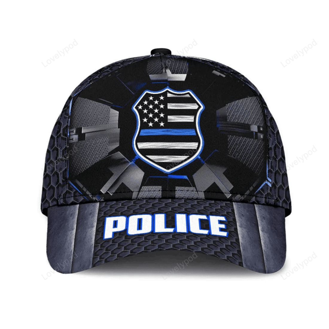 FUNSTUFFPRINT Personalized Police Badge Cap, Police Officer Hat for Police Birthday Gift 3D Baseball Cap