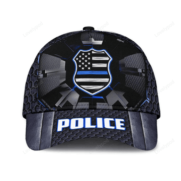 FUNSTUFFPRINT Personalized Police Badge Cap, Police Officer Hat for Police Birthday Gift 3D Baseball Cap