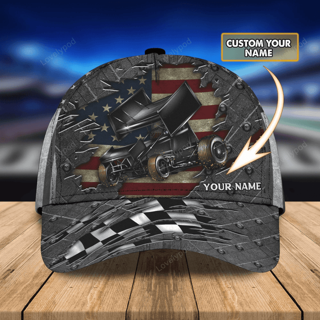 FUNSTUFFPRINT Customized Dirt Racing Crack 3D Cap Hat, Dirt Racing Baseball Cap, Classic Cap For Racer