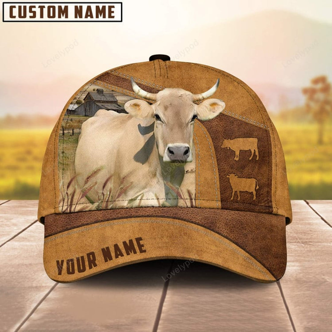 FUNSTUFFPRINT Custom Name Braunvieh Cattle Cap , Cattle Hat, Farm Baseball Hat, Cap Hat For Farmer Farm Lover