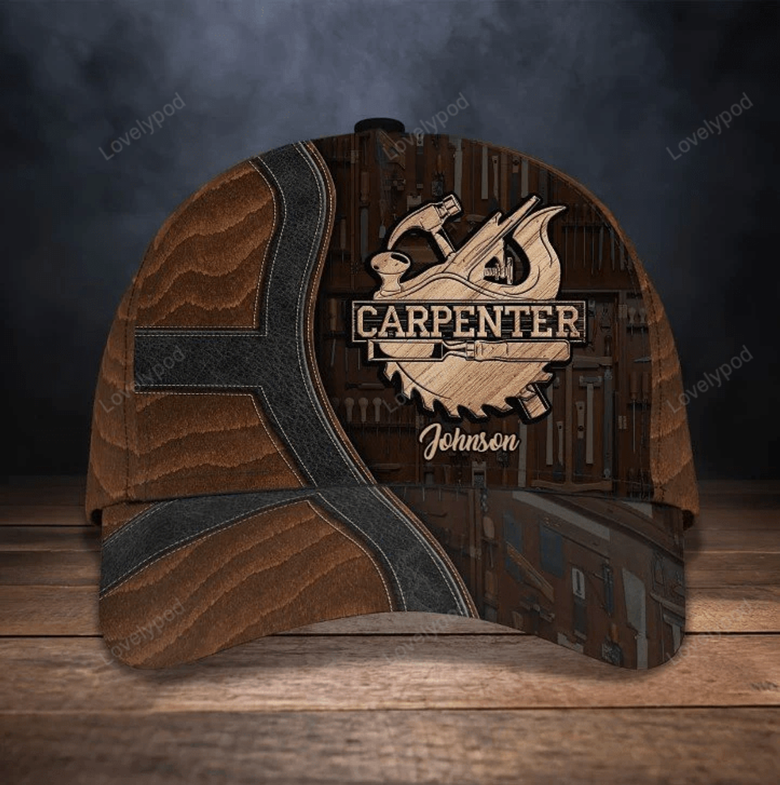 FUNSTUFFPRINT Customized Carpenter Hat for Dad's Birth's Day Gift, Carpenter 3D Cap All Over Printed