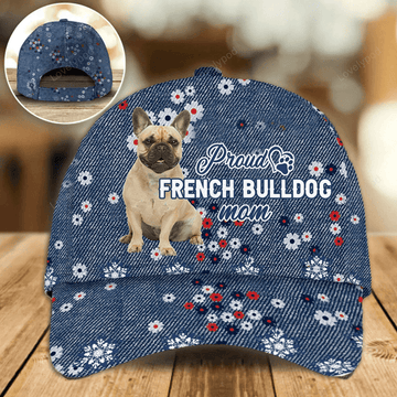 FUNSTUFFPRINT Personalized Baseball Cap With Pet Photo, French Bulldog Proud Mom Cap Hat For Pet Lover