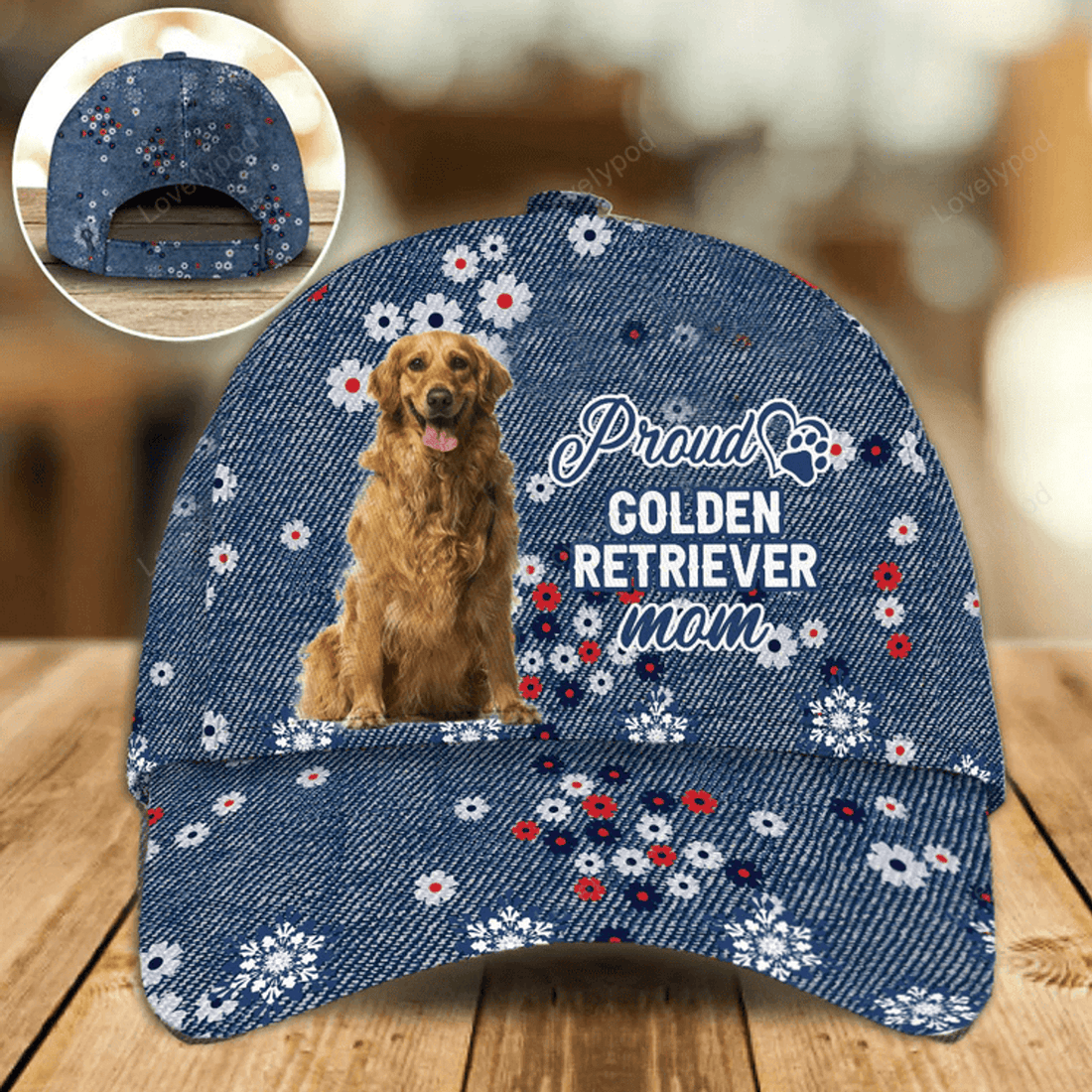 FUNSTUFFPRINT Golden Retriever Proud Mom Baseball Cap Hat, Women Cap Hat