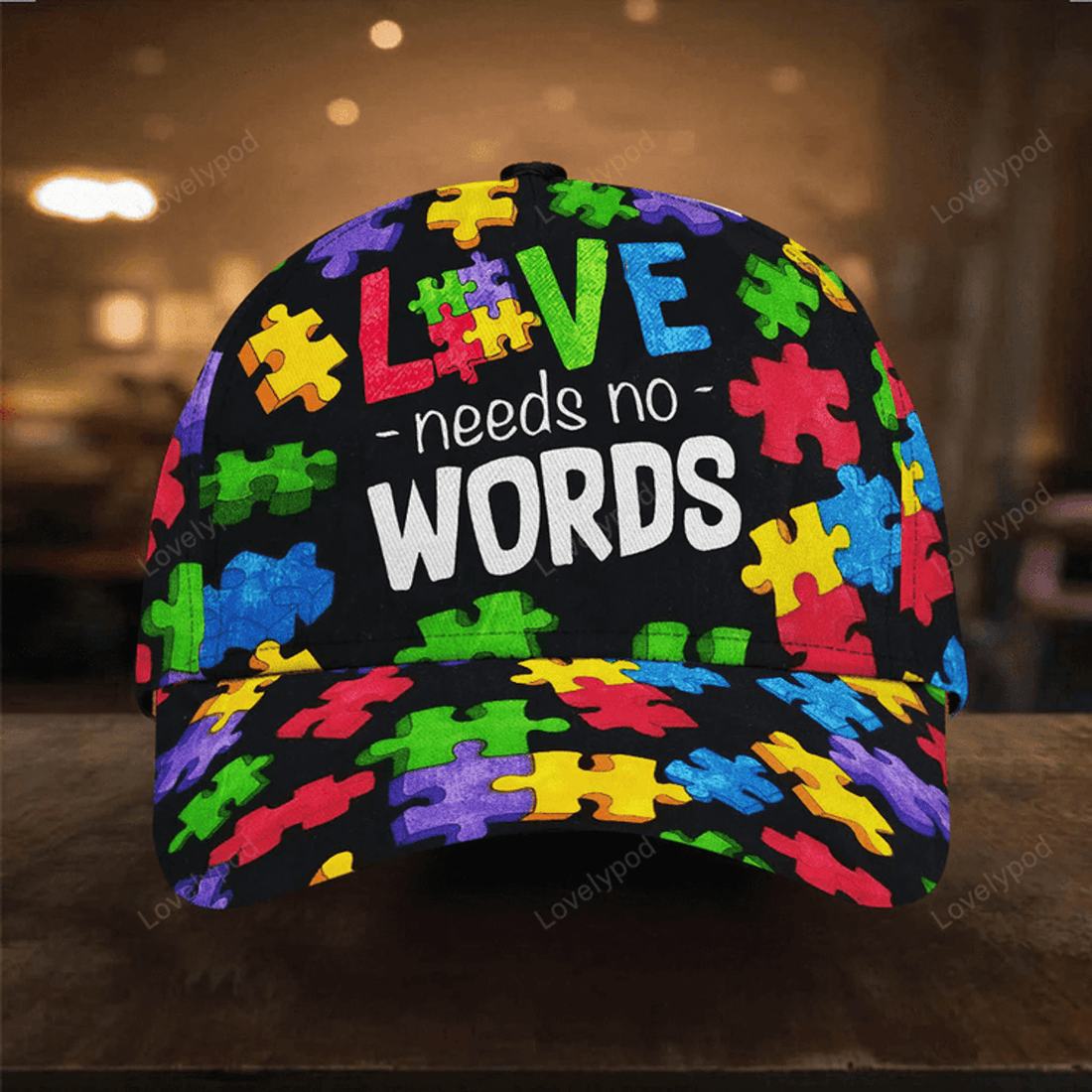 FUNSTUFFPRINT Love Needs No Words - Autism Awareness Cap Hat