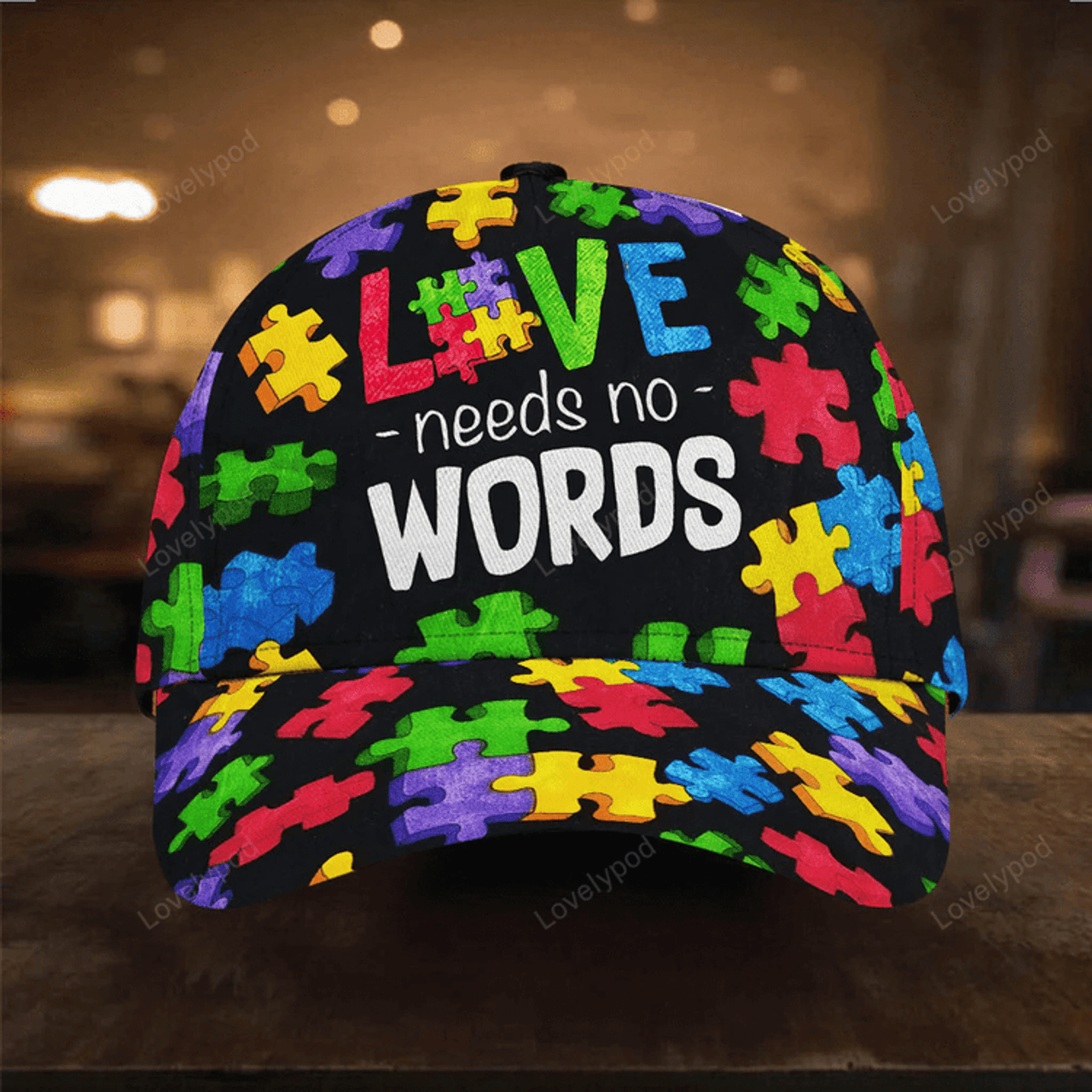 FUNSTUFFPRINT Love Needs No Words - Autism Awareness Cap Hat