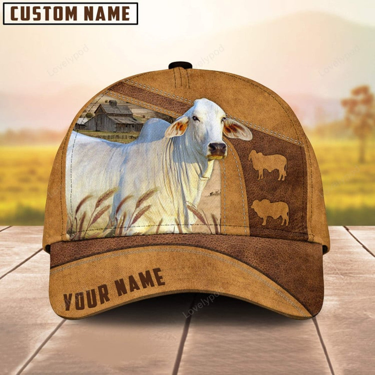 FUNSTUFFPRINT Personalized Brahman Cattle Cap, Cattle Hat, Farm Baseball Hat, Cap Hat For Farmer Farm Lover