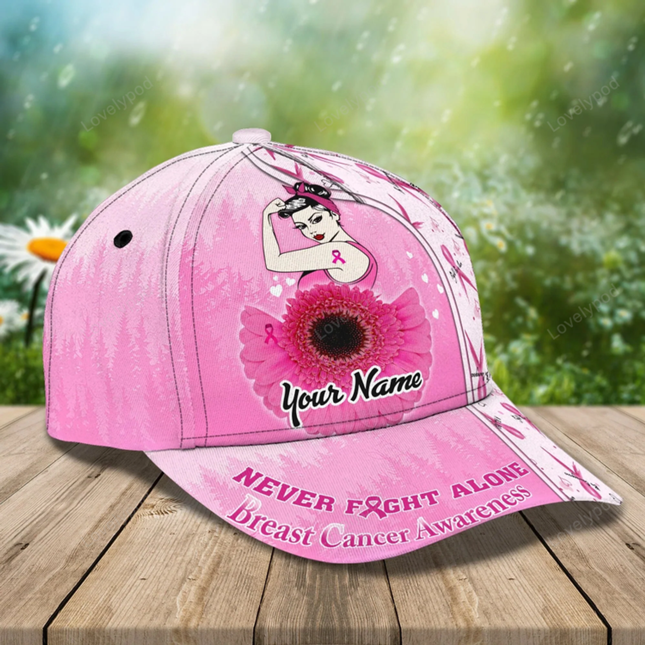 FUNSTUFFPRINT Never Fight Alone Breast Cancer Awareness Survivor Cap Hat For Her