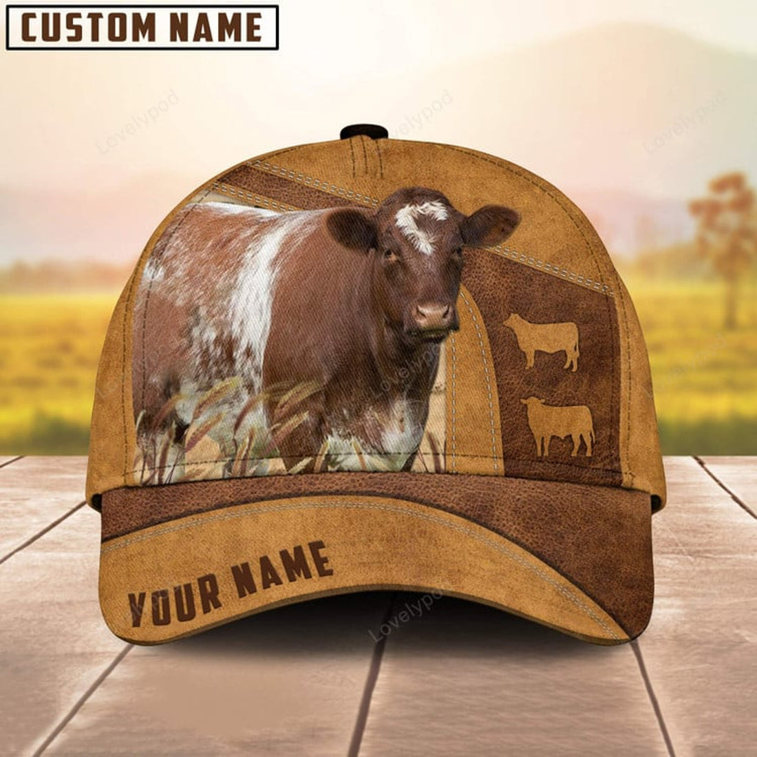 FUNSTUFFPRINT Custom Name Shorthorn Cattle Cap , Cattle Hat, Farm Baseball Hat, Cap Hat For Farmer Farm Lover