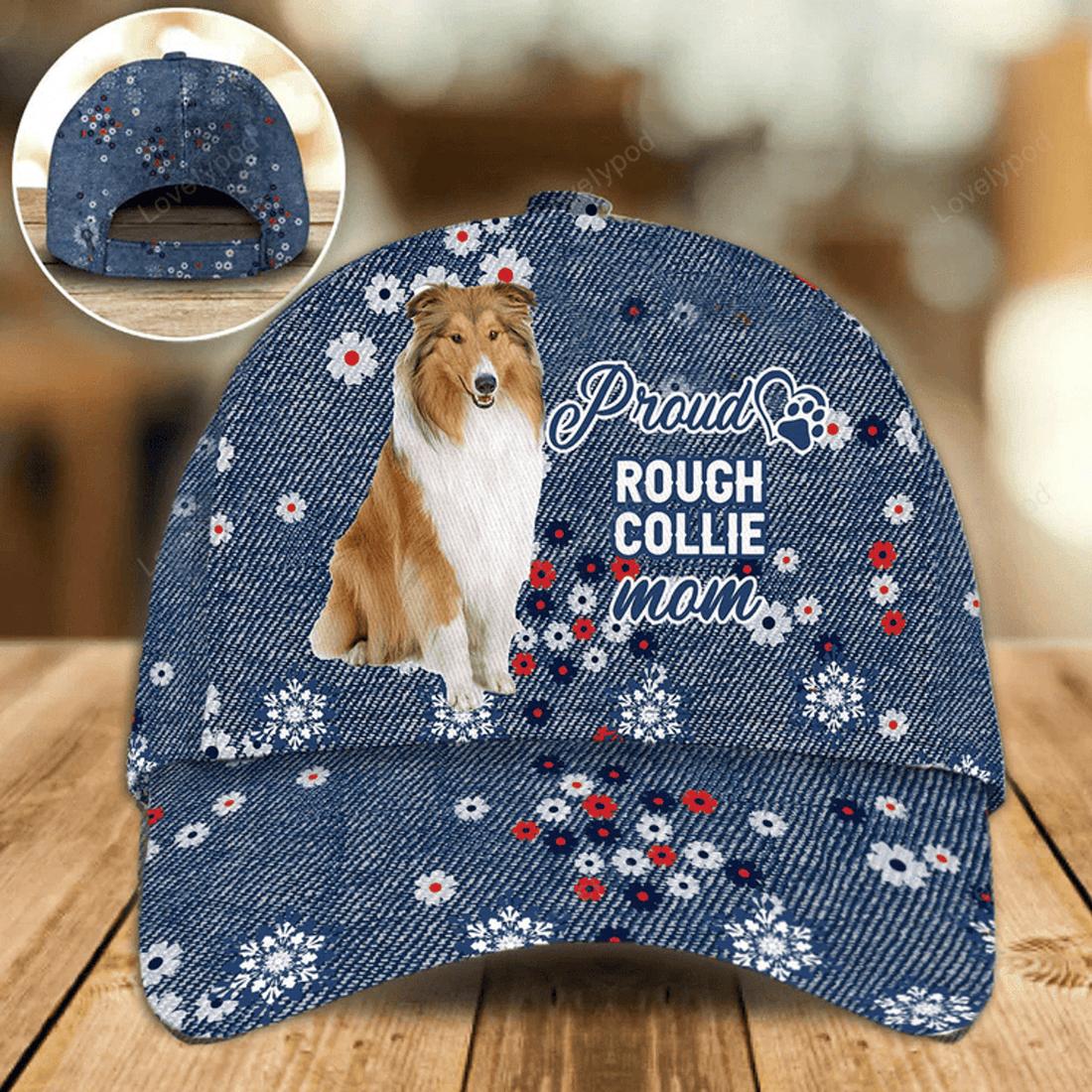 FUNSTUFFPRINT Rough Collie Proud Mom Cap Hat, Women Cap Hat, Dog Mom Cap Hat
