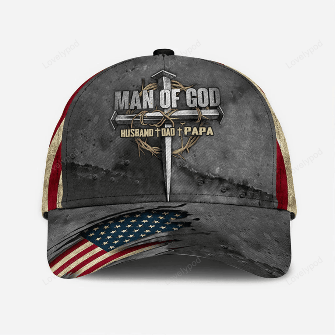 FUNSTUFFPRINT Dad The Man Of God Baseball Cap Hat Christian Classic Cap Hat