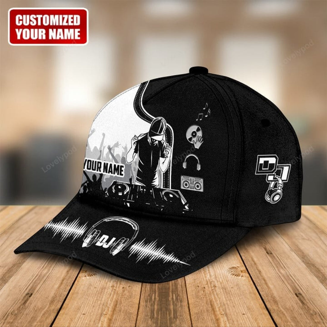 FUNSTUFFPRINT Personalized Name Disc Jockey Q5 Classic Cap, Dj hat for men, Gift for Dj player