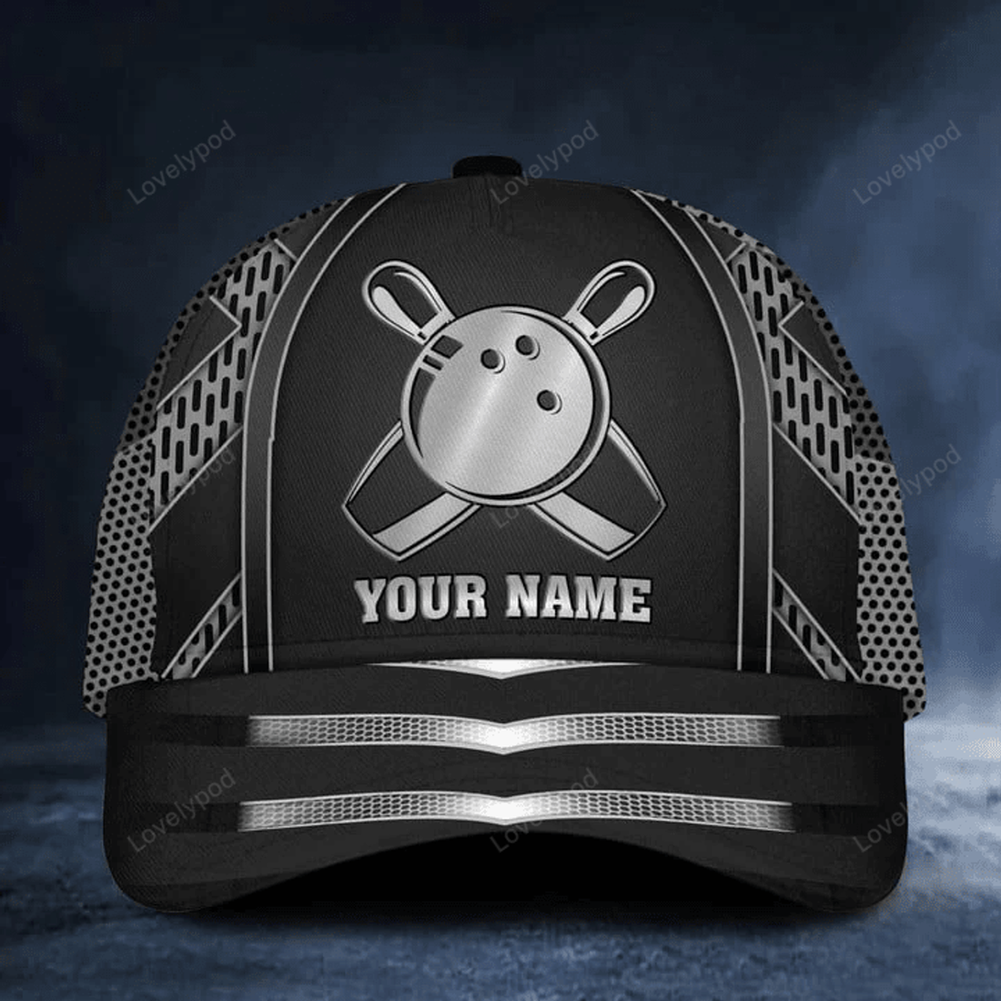 FUNSTUFFPRINT Personalized Name Bowling Classic Cap, Bowling hat for men, Gift for Bowling player