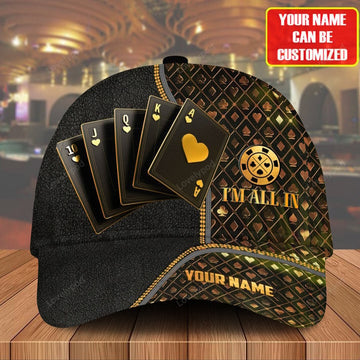 FUNSTUFFPRINT Personalized Name Poker Q13 Classic Cap, Gift for Poker lover