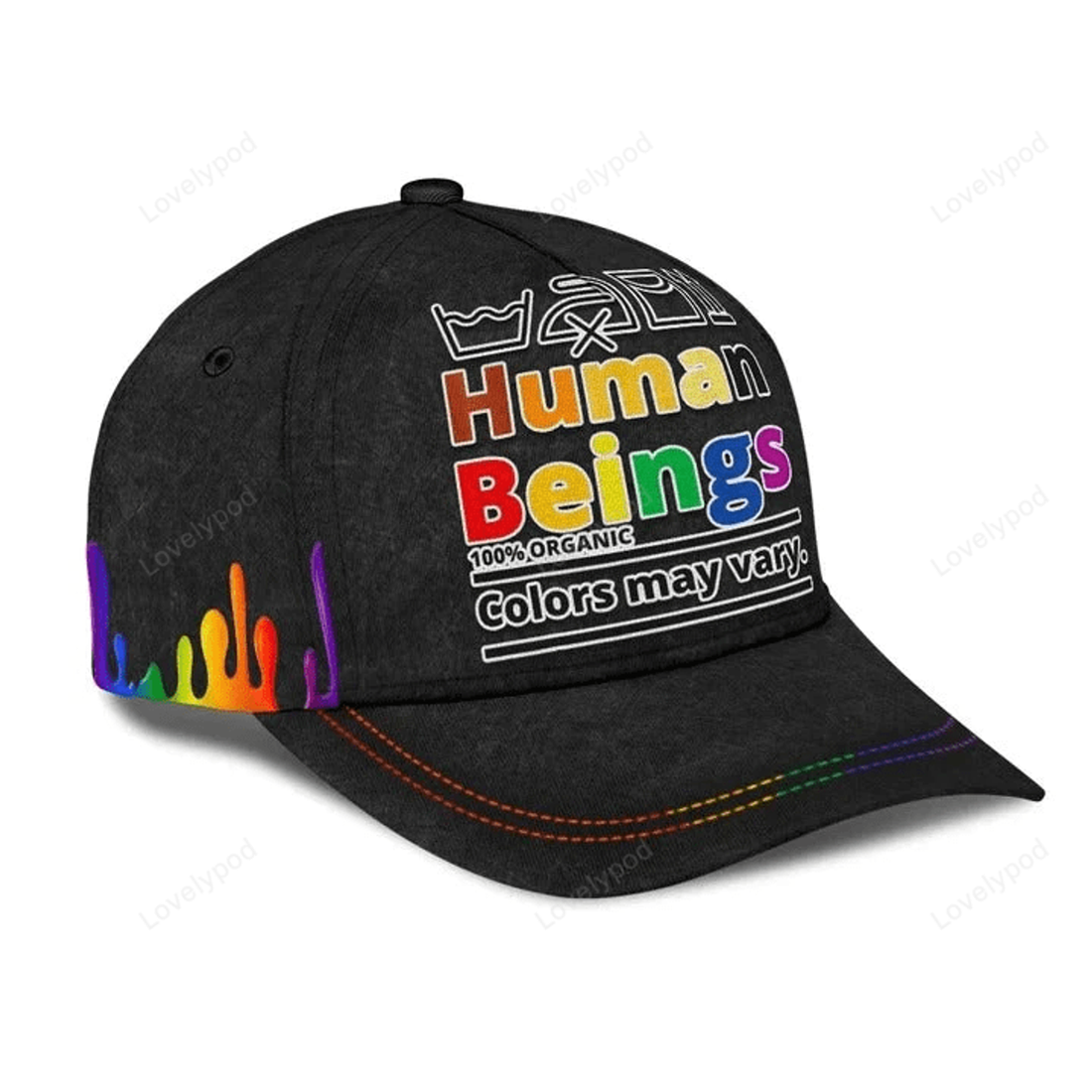 FUNSTUFFPRINT Gay Pride Baseball Cap, Human Beings Colors May Vary Lgbt Printing Baseball Cap Hat