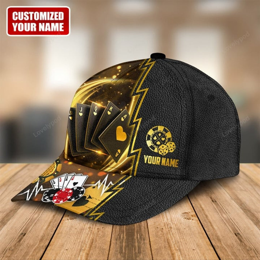 FUNSTUFFPRINT Personalized Name Pocker Classic Cap, Pocker hat cap for men, Gift for Pocker player