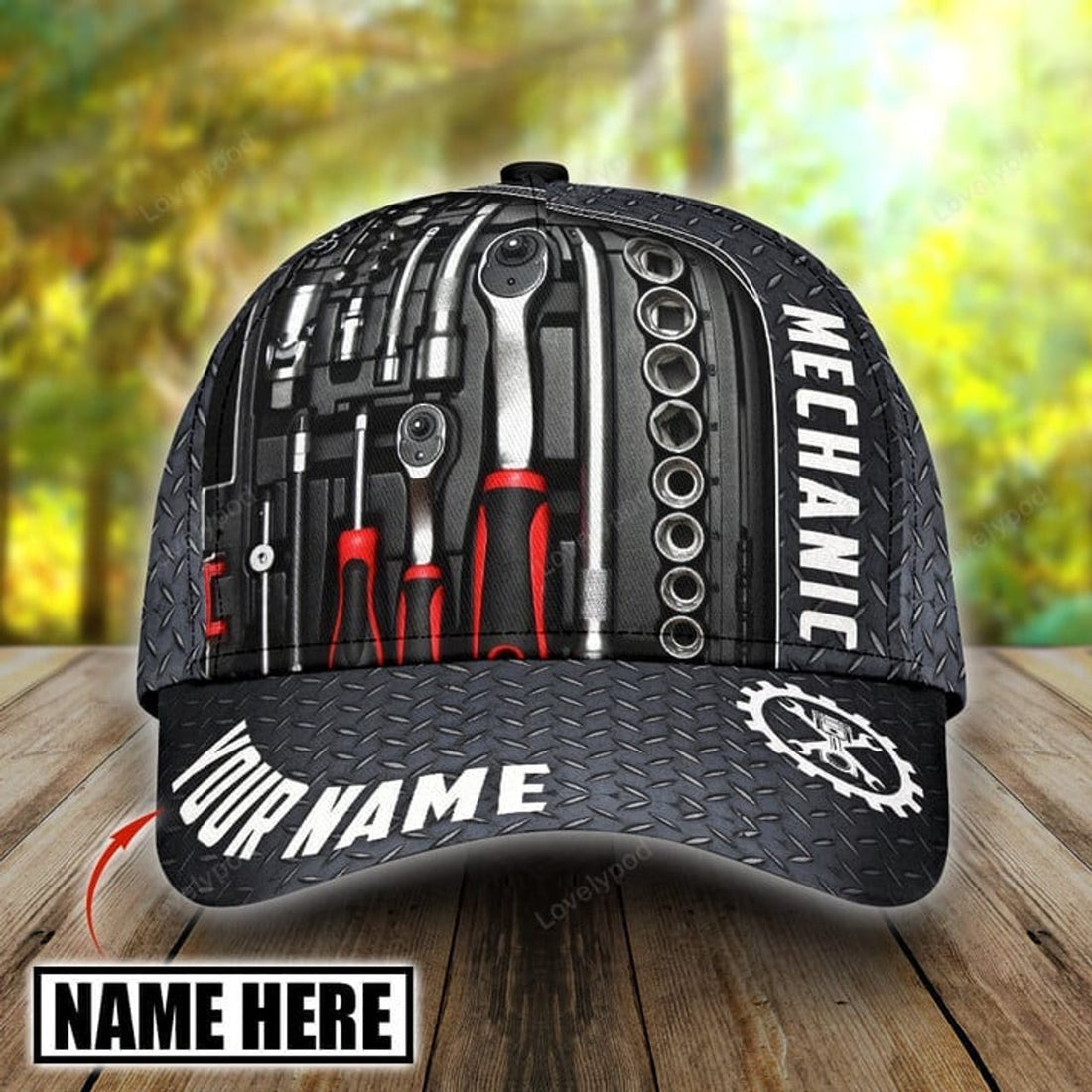 FUNSTUFFPRINT Customized Name Mechanic 3D Classic Cap, Gift for Mechanic