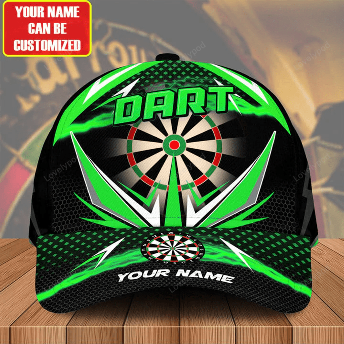 FUNSTUFFPRINT Personalized Name Darts Classic Cap for Men, Darts cap hat, Gift for Darts player
