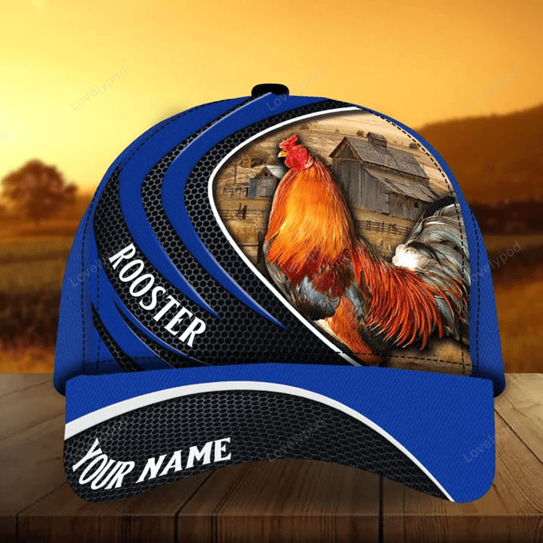 FUNSTUFFPRINT Custom The Coolest Rooster Cap, Personalizedname Rooster Hats For Rooster Lovers Multicolor