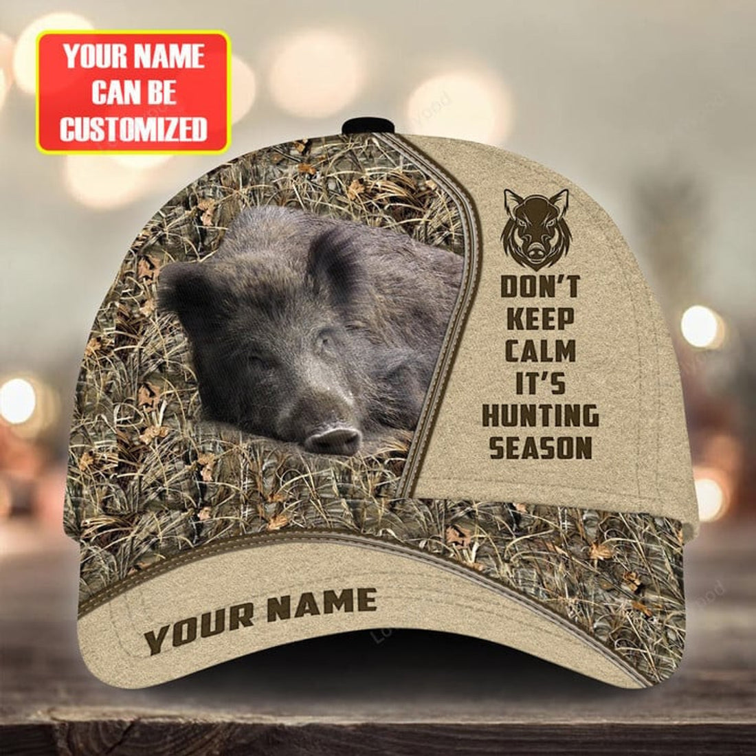 FUNSTUFFPRINT Personalized Name Boar Hunterholic Classic Cap, Gift for Hunting lover