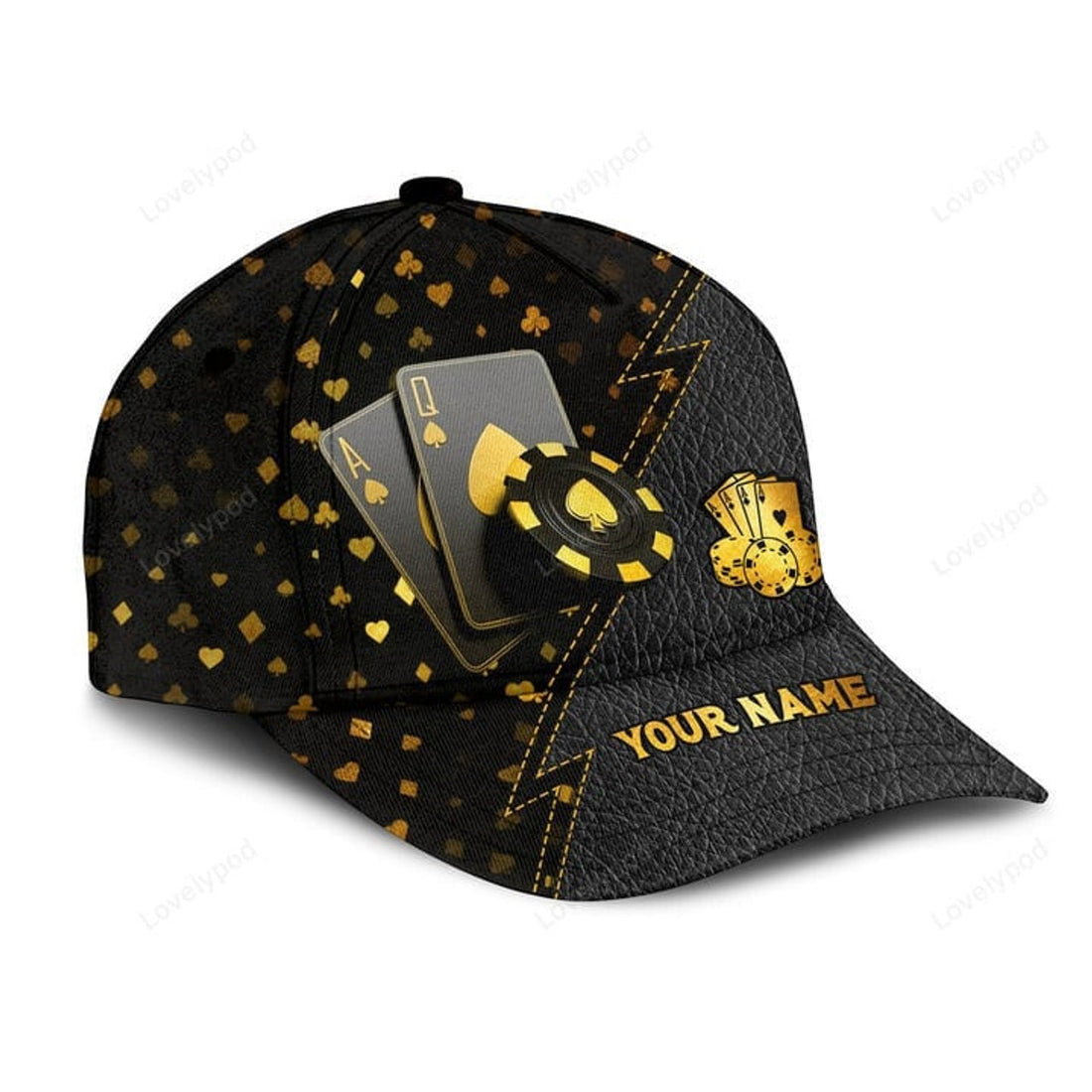 FUNSTUFFPRINT Personalized Name Poker Q9 Classic Cap, Poker hat for men, Gift for Poker player